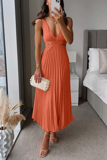 Rhiannon - Lange Maxi Jurk met V-hals en Hoge Taille