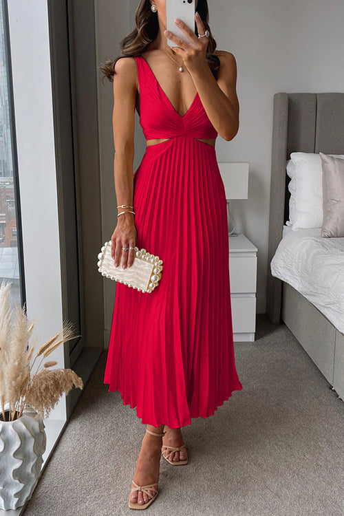 Rhiannon - Lange Maxi Jurk met V-hals en Hoge Taille