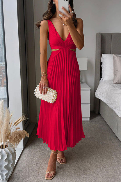 Rhiannon - Lange Maxi Jurk met V-hals en Hoge Taille