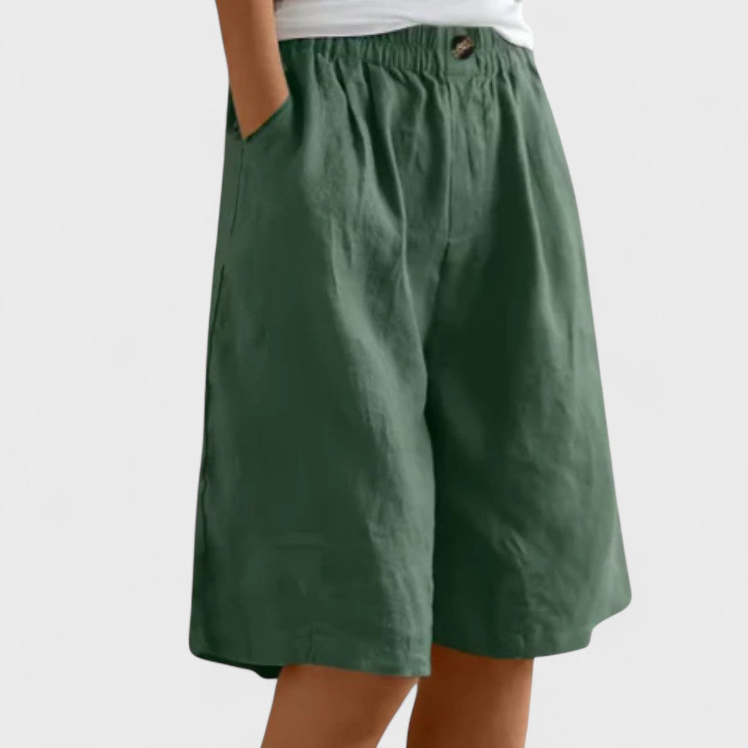Amanda™ – Moeiteloze Linnenmix Shorts met wijde pijpen