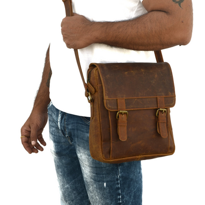 Brown Vintage Leather Crossbody Bag