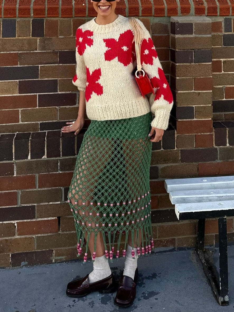 Veelzijdige bloemen sweater met ronde hals
