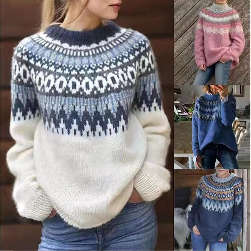 Lillian - Jacquard Vintage Druckpullover