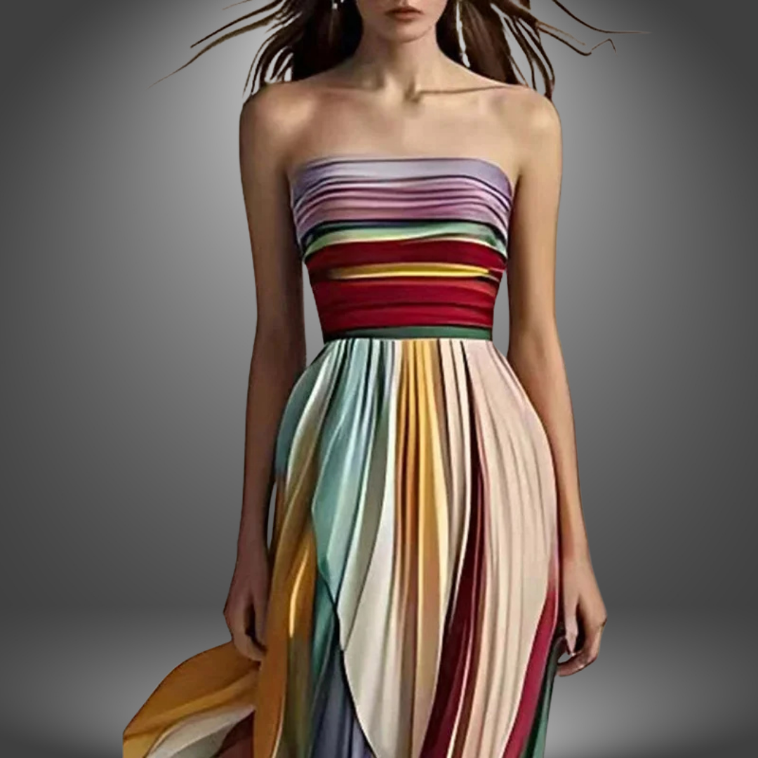 Dylan - Bontgestreepte Tube Top Maxi Jurk