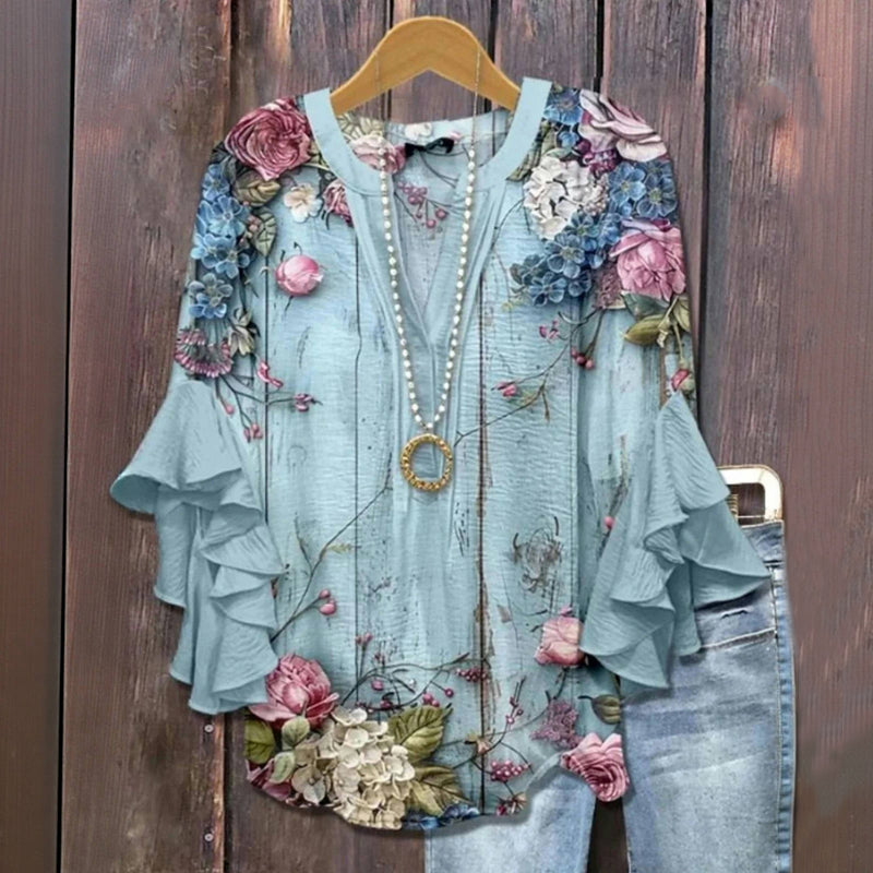 Maria - Vintage Bluse mit Blumenmuster