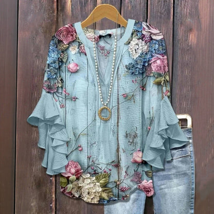 Maria - Vintage Bluse mit Blumenmuster