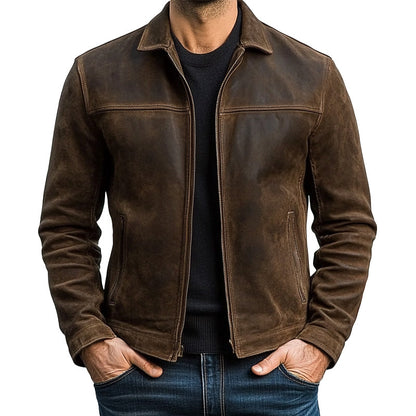 Classic Fashion Men's Zipper PU Leather Jacket