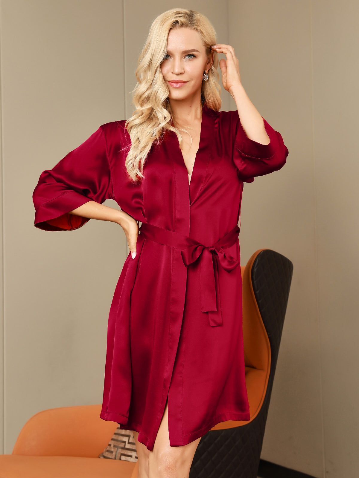 Peignoir de Nuit Kimono Enveloppante en Pure Soie pour Femme