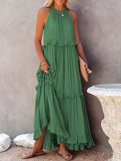Delilah - Elegante Halterneck Jurk met Ruches