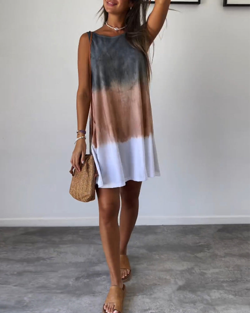 Josie - Mini Jurk Met Gradient Tie Dye Print