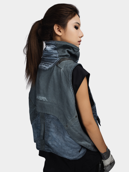 FlexCanopy – Unisex Asymmetrische Weste mit 3D-Taschen und abnehmbarem Design