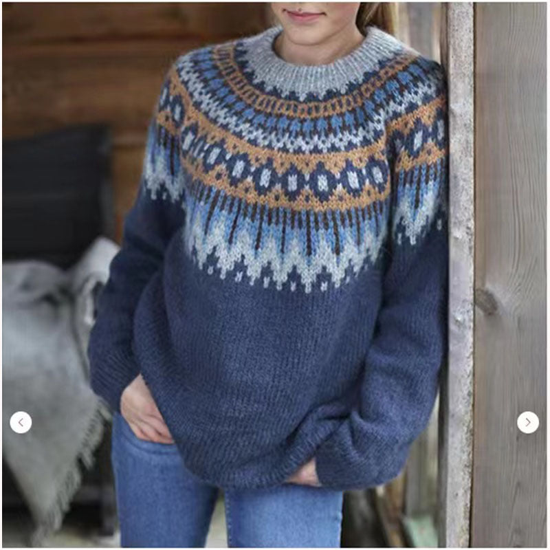 Lillian - Jacquard Vintage Druckpullover