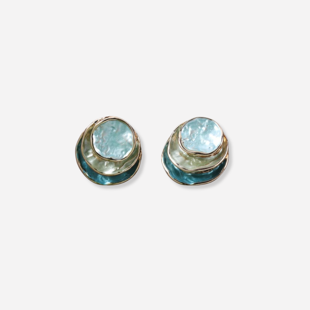 HELENE™ | Runde Ohrringe Ocean, handbemalt