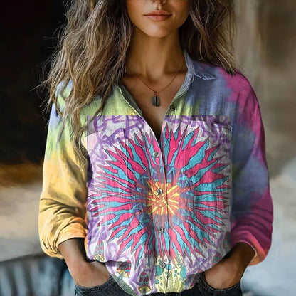 Blouse met abstracte, kleurrijke print