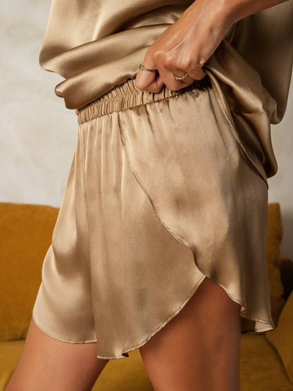 Ensemble Pyjama Court En Soie Oversize Pour Femmes