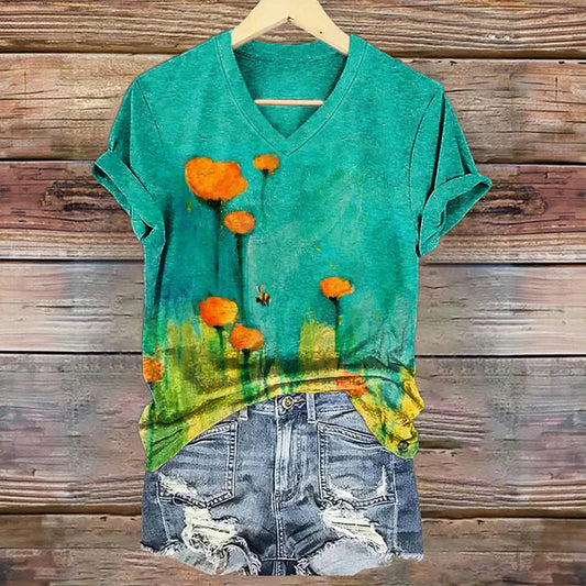 T-shirt met vintage bloemenprint