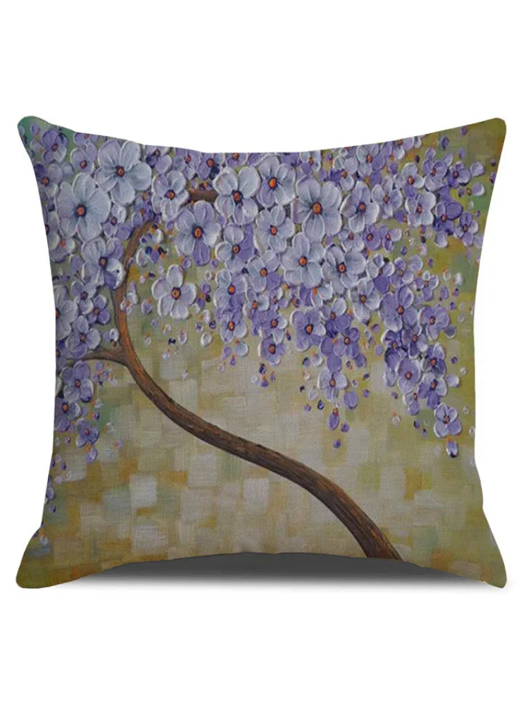 Barneys New York | Bloemenboom olieverfschilderij kunst kussensloop