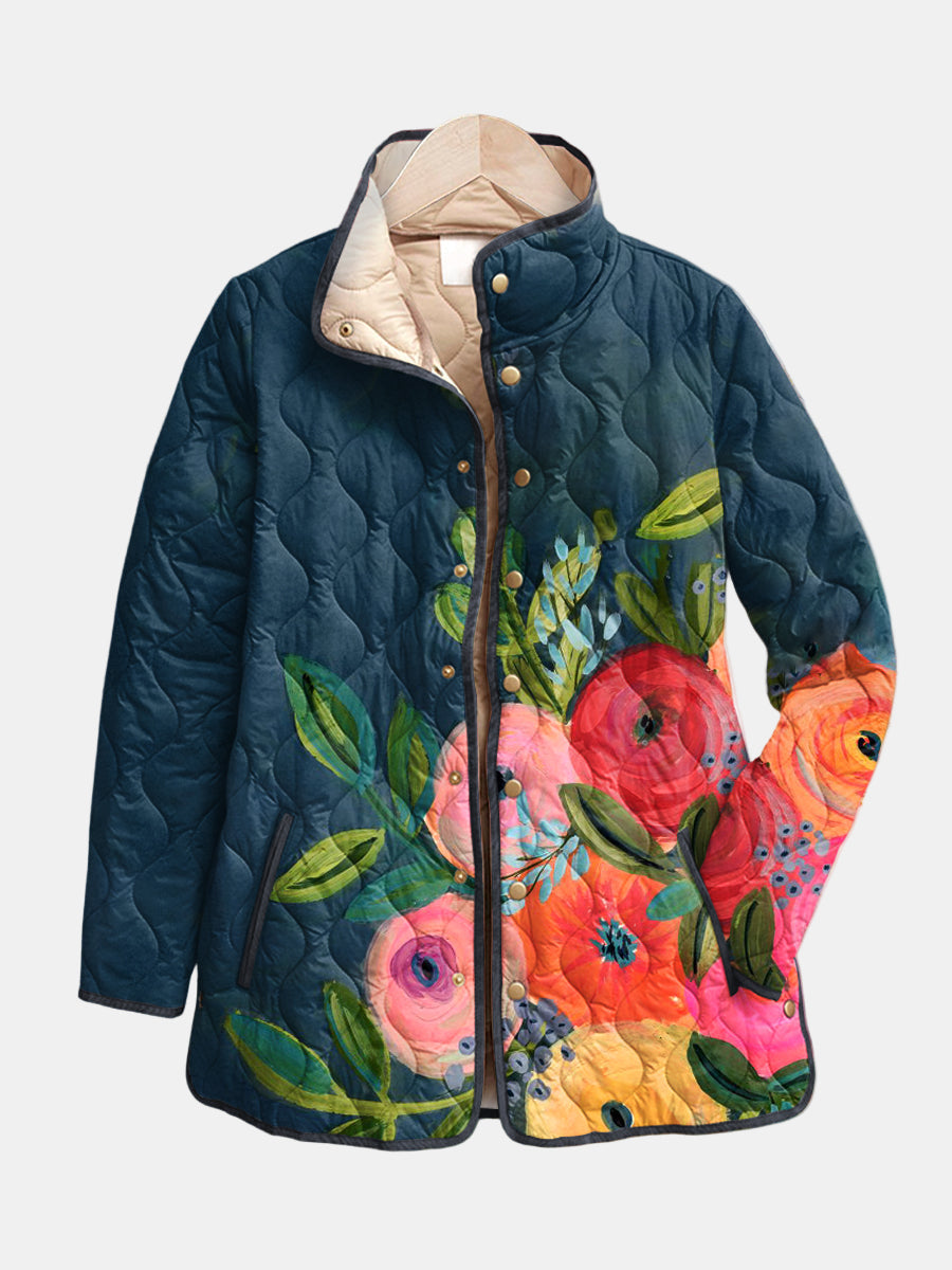 Amaya | Gesteppte Jacke mit Vintage-Blumenmuster