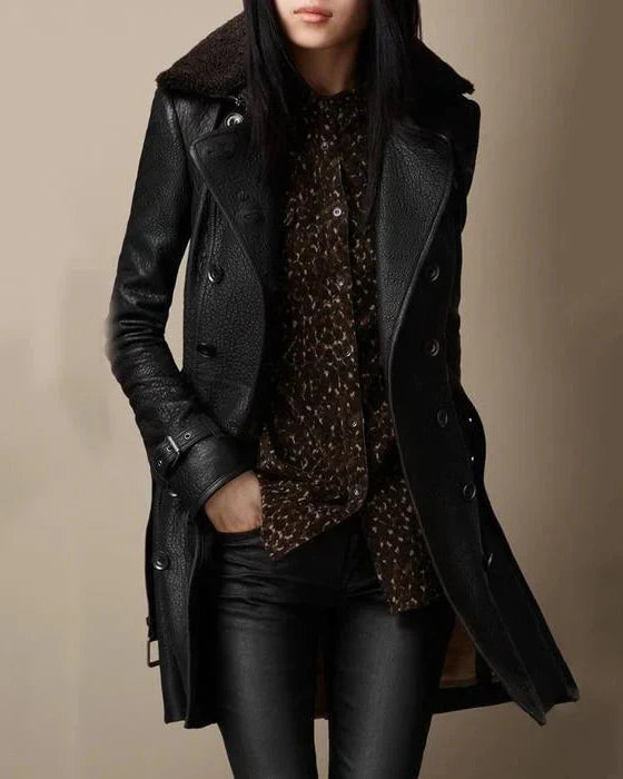 Clotaire – Manteau en cuir doublé élégant