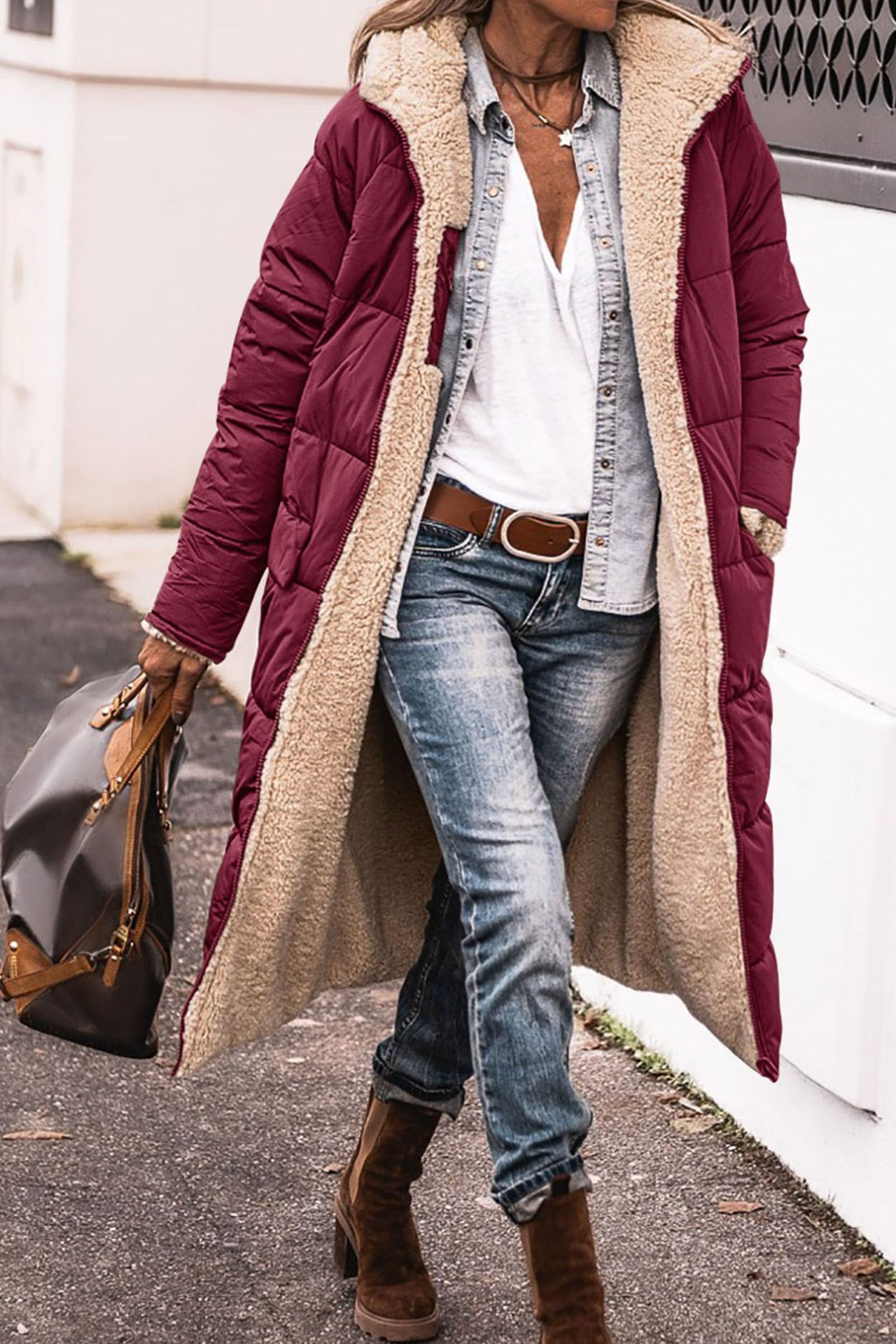 Johna – Luxe sherpa omkeerbare mantel