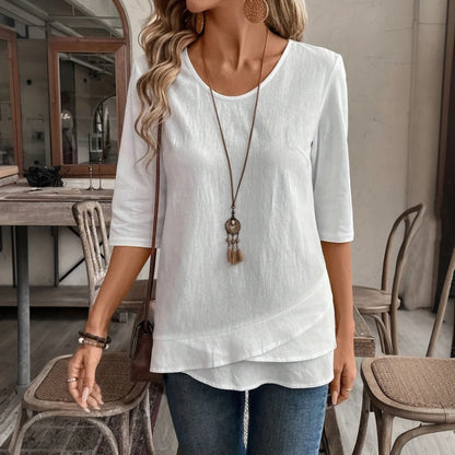 Casual blouse in effen kleur