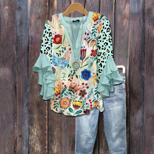 Blouse À Imprimé Floral Vintage
