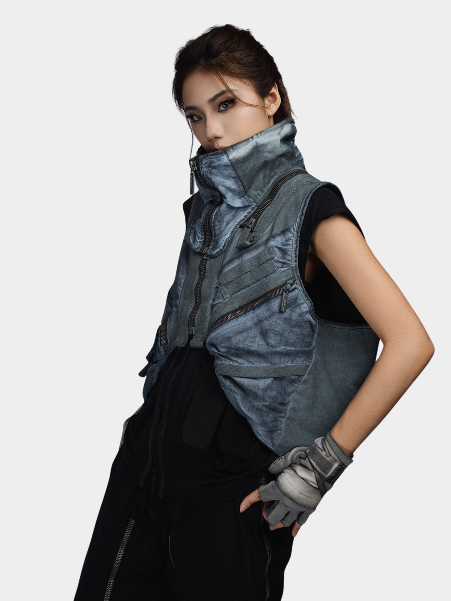 FlexCanopy – Unisex Asymmetrische Weste mit 3D-Taschen und abnehmbarem Design