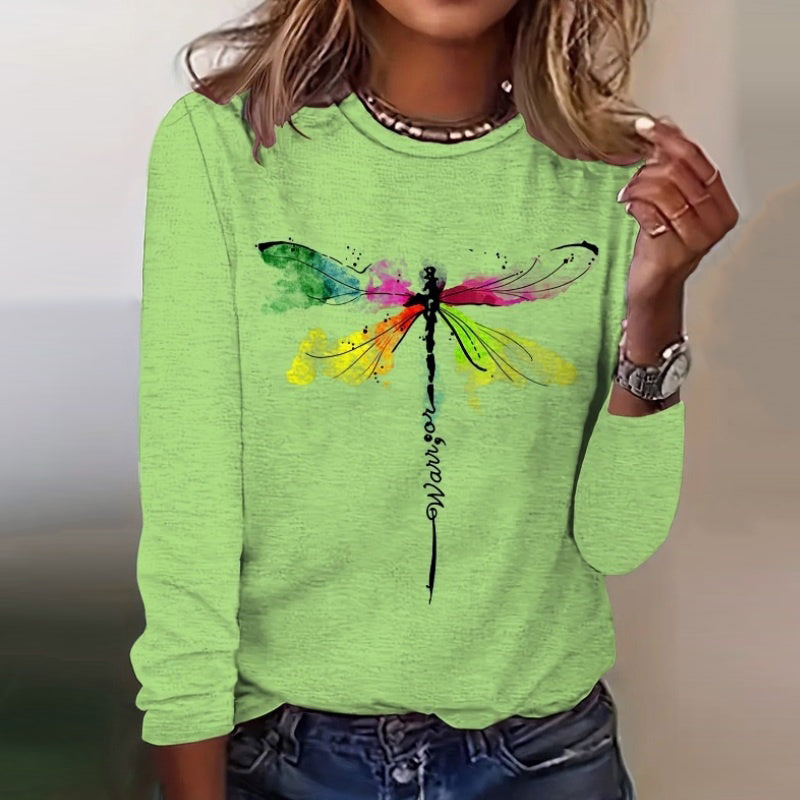 Casual T-shirt Met Libellenprint