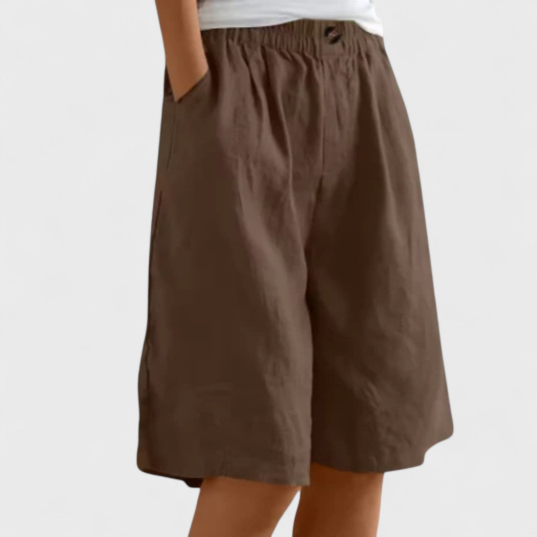 Amanda™ – Moeiteloze Linnenmix Shorts met wijde pijpen
