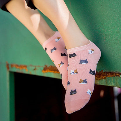 5er-Pack Katzenmuster-Socken