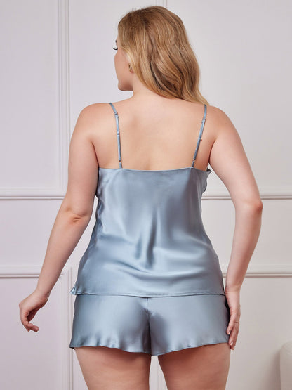 Set van pure zijden spaghettibandjes caraco plus size
