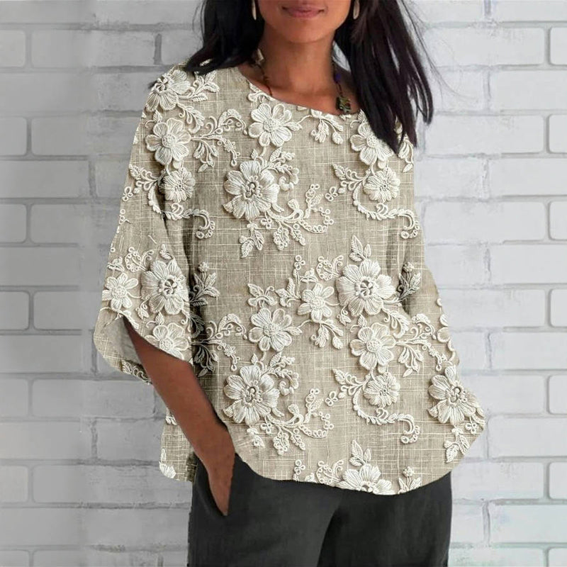 Vintage blouse met bloemenprint