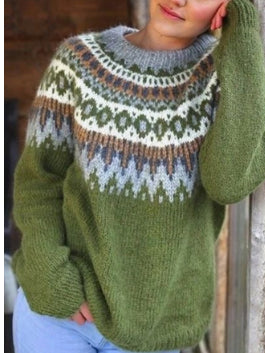 Lillian - Jacquard Vintage Druckpullover