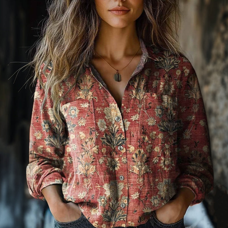 Vintage blouse met bloemenprint
