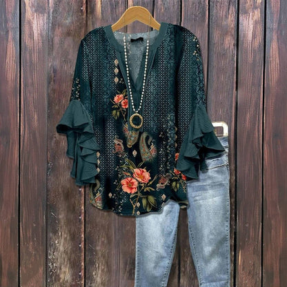 Vintage Blouse Met Bloemenprint