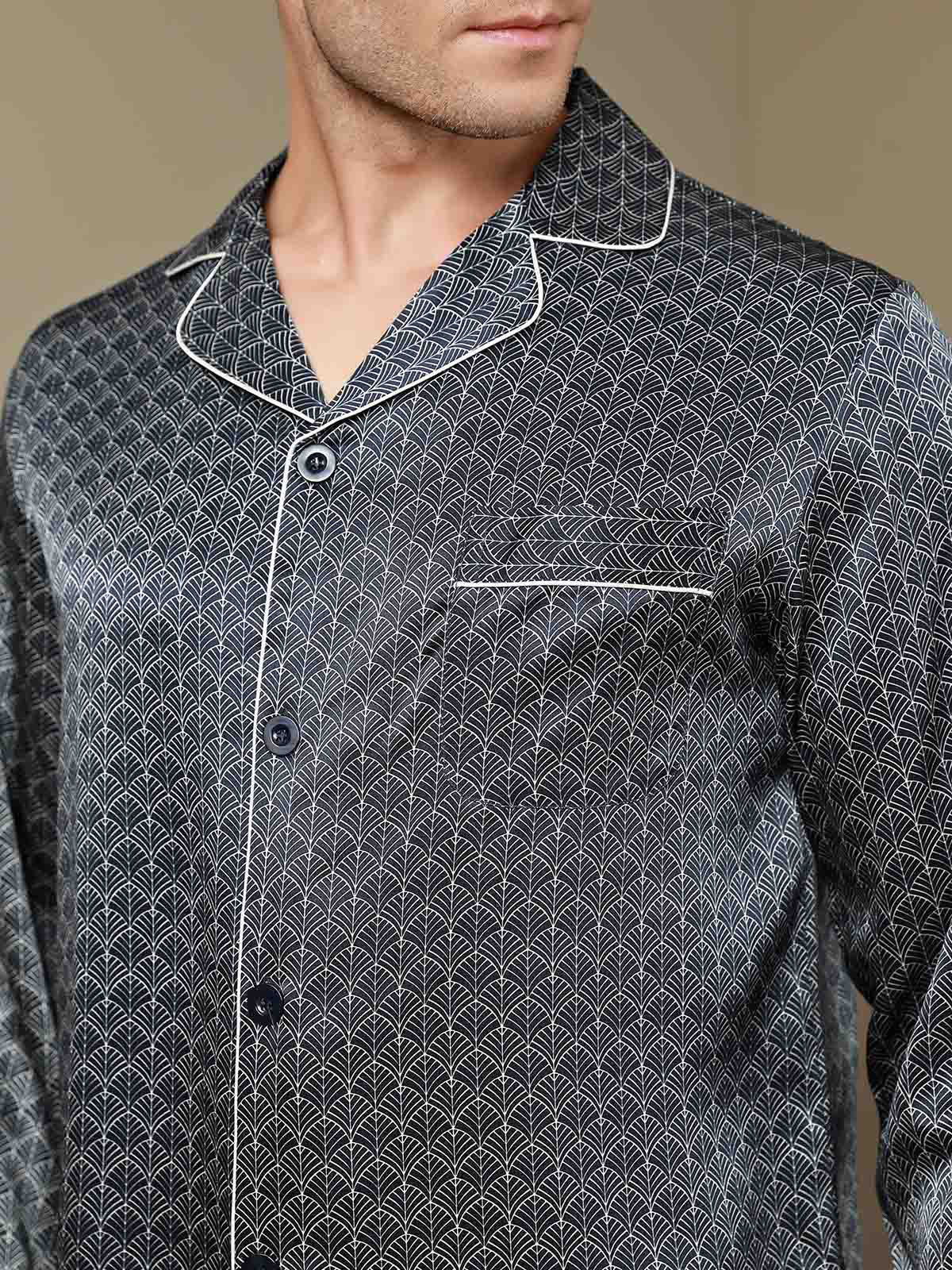 Luxe Zijden Pyjama met Print voor Heren