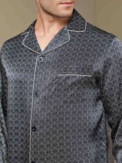 Luxe Zijden Pyjama met Print voor Heren