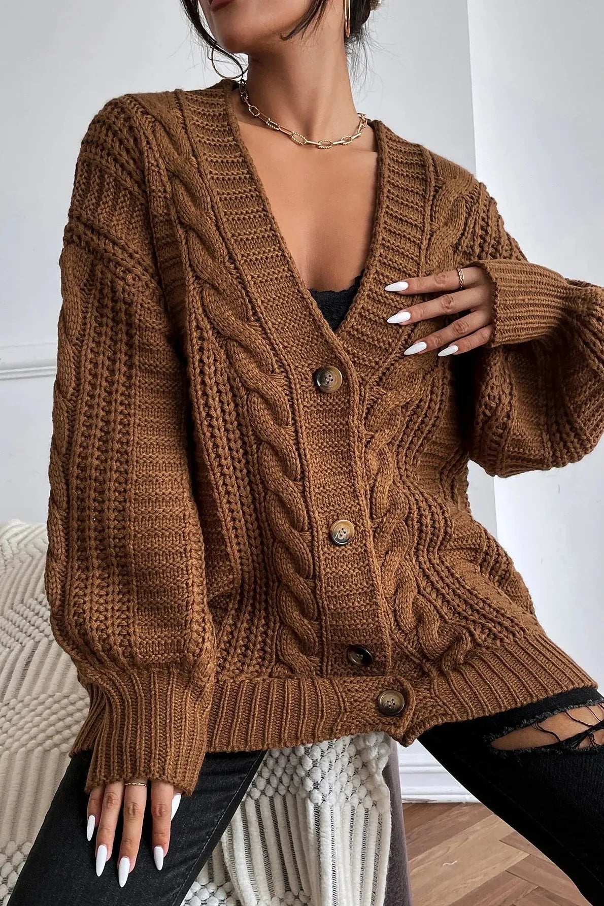 Rhonda - Grofgebreid Vest
