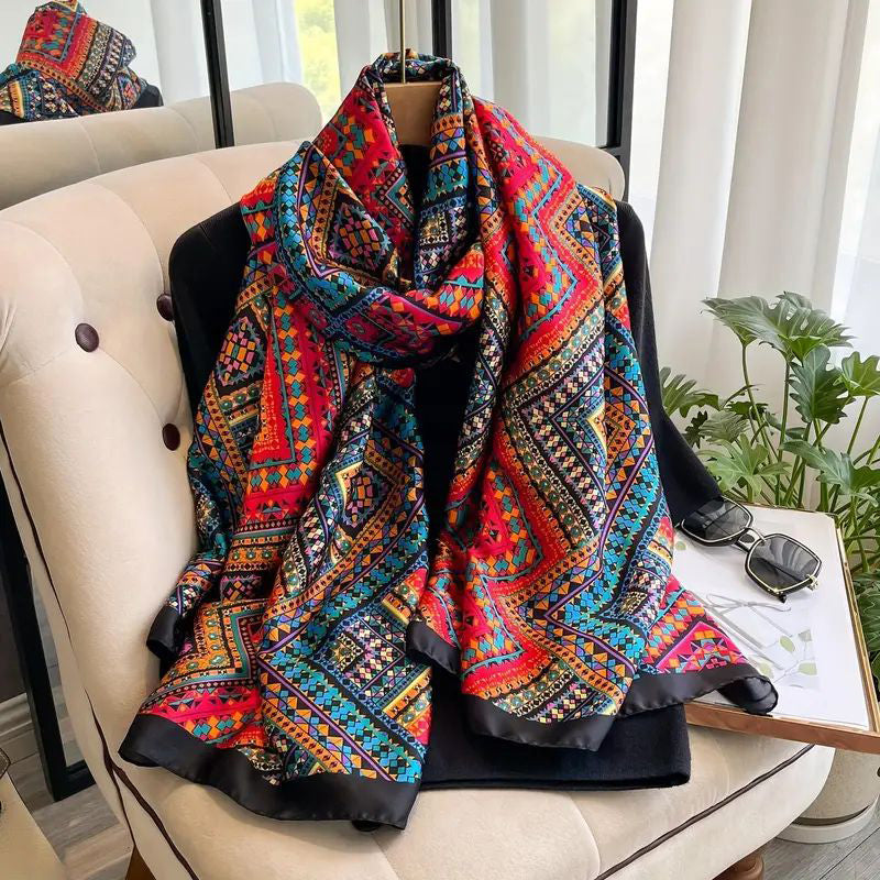 Vintage Sjaal met Geometrisch Patroon