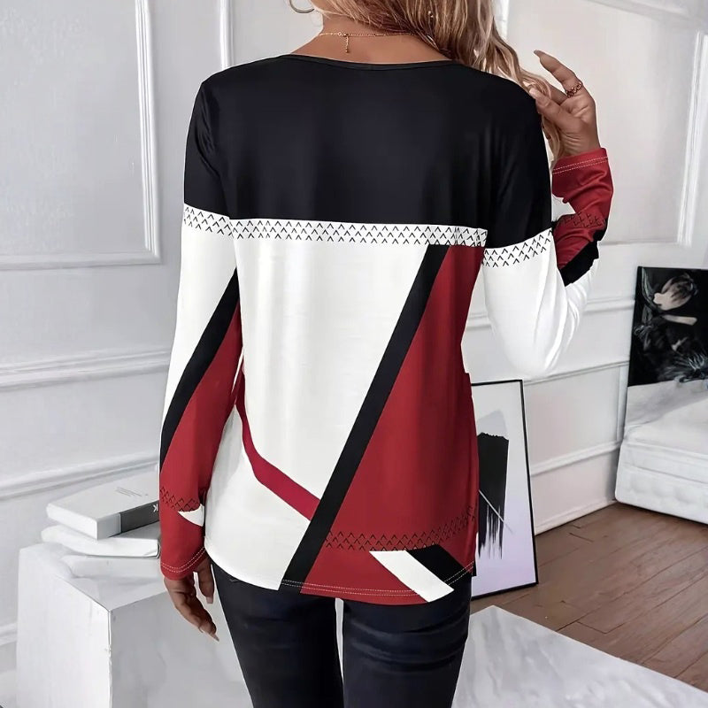 Casual T-shirt met kleurvlakken
