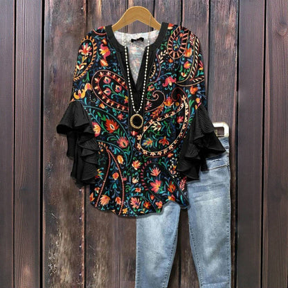 Blouse À Imprimé Floral Vintage