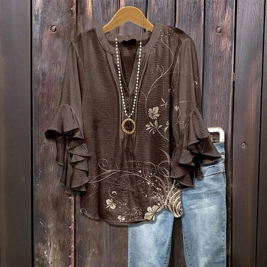 Blouse Vintage À Imprimé Floral