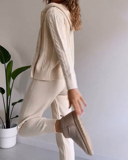 Ania - Casual Twist Jacquard tweedelige set
