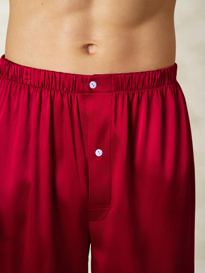 Short En Soie Pure Taille Élastique Shorts De Nuit Pour Hommes