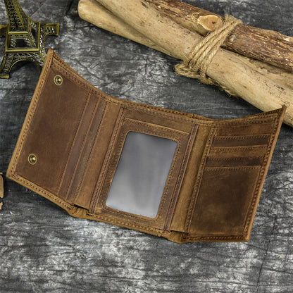 Herren Vintage Dreifach Lässig Echtleder Brieftasche 84024666X