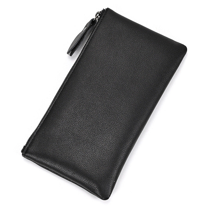 Herren Vintage Crazy Horse Leder Großraum Reißverschluss Lange Brieftasche 41489562X