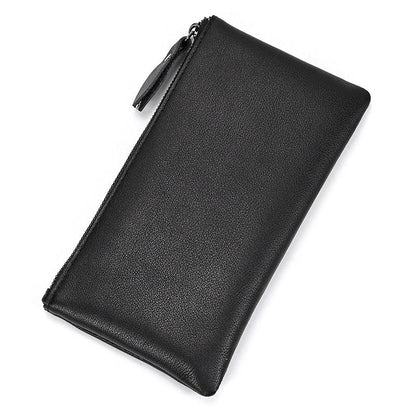 Herren Vintage Crazy Horse Leder Großraum Reißverschluss Lange Brieftasche 41489562X