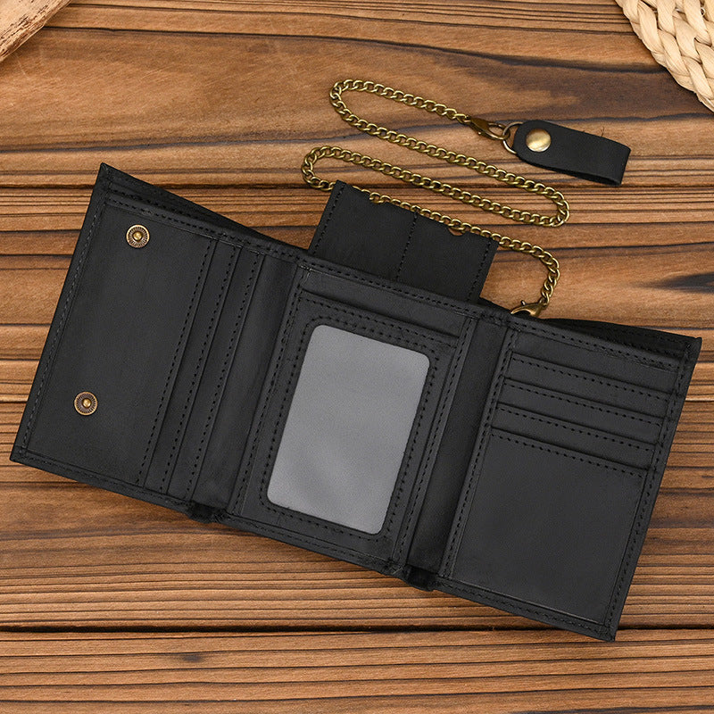Herren Vintage Dreifach Lässig Echtleder Brieftasche 84024666X