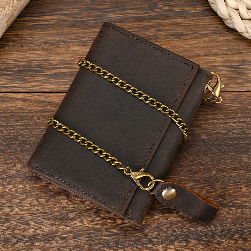 Herren Vintage Dreifach Lässig Echtleder Brieftasche 84024666X