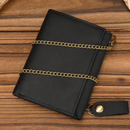 Herren Vintage Dreifach Lässig Echtleder Brieftasche 84024666X